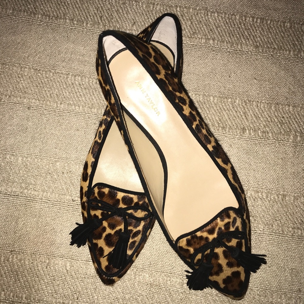 Ann Taylor Leopard Print Menswear Inspired Loafers